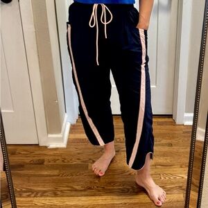 Free People Navy Blue and Pink Joggers